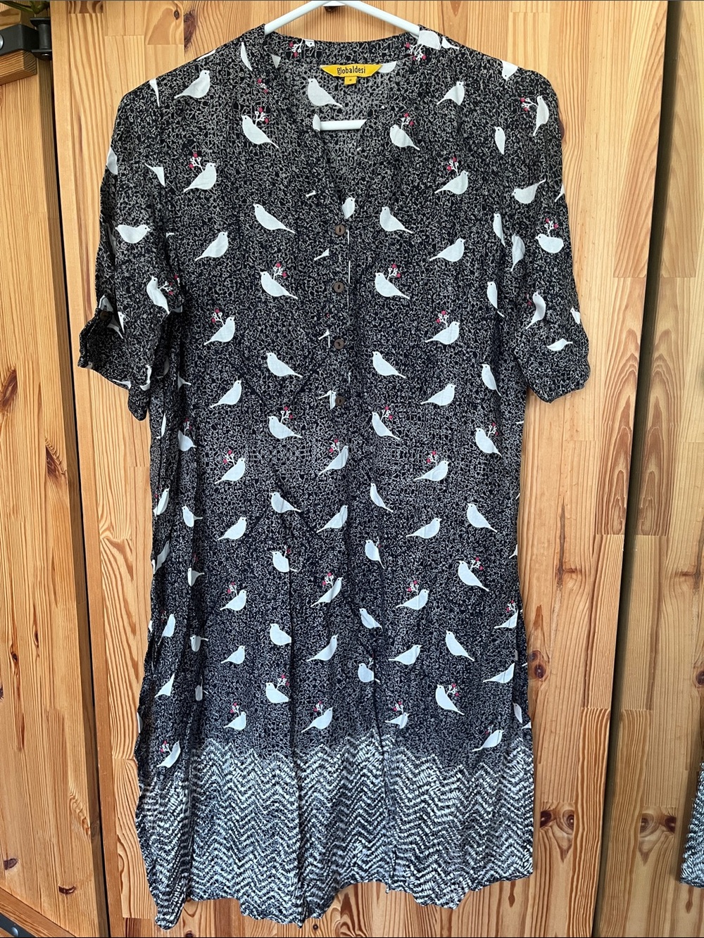 Global Desi Bird Print Tunic/Shirt Dress (size S)